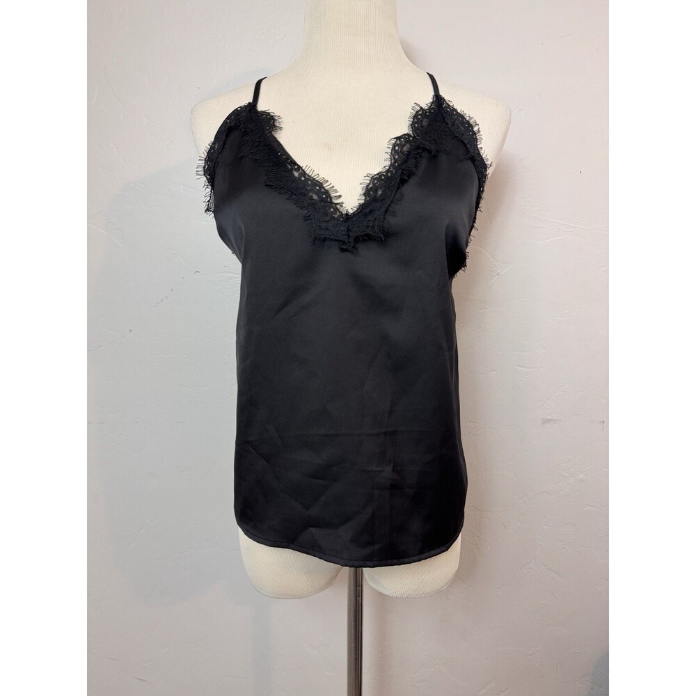 Fashion Nova Women's XS Black Living in Lace Silky Cami Top Romantic Whimsigoth